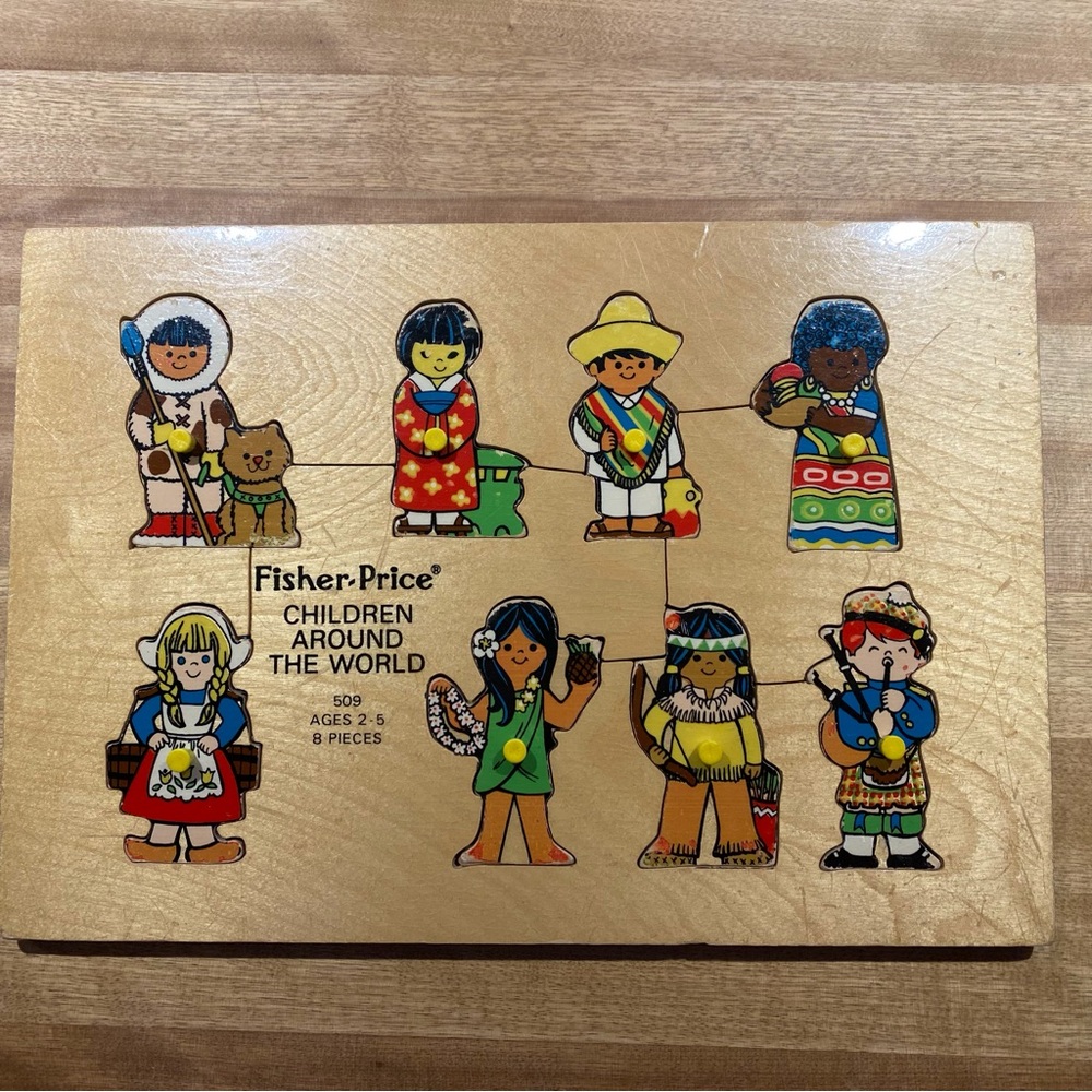 Vintage Fisher-Price Children Around the World Wooden Puzzle (509)
